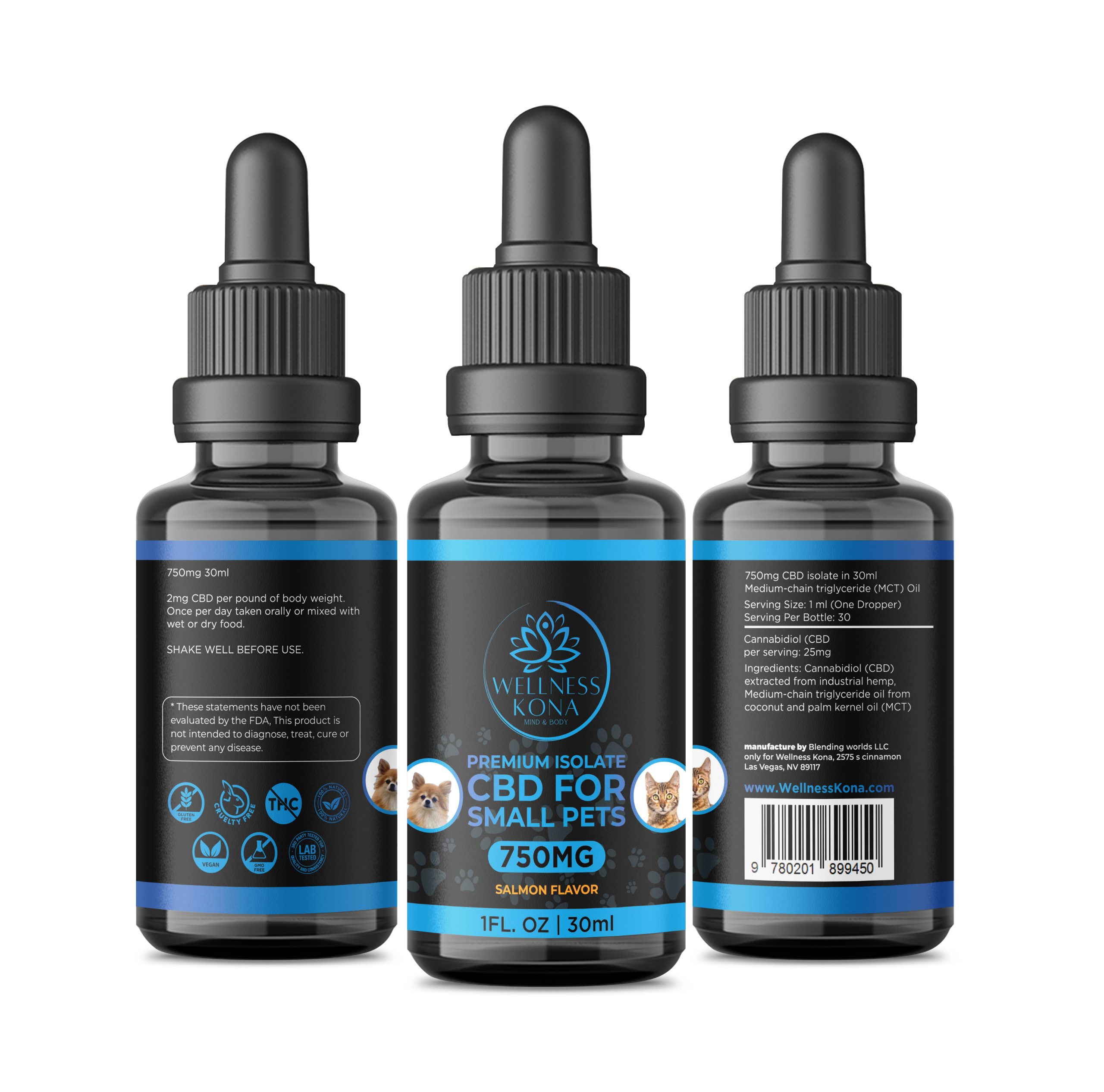 750mg Premium Isolate CBD for Pets 30ml/1oz