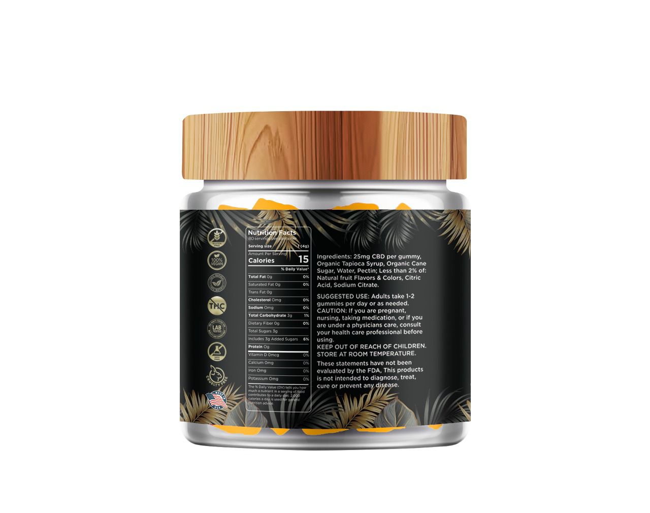 2,000mg Isolate CBD vegan gummies Mango 450ml - Image 3