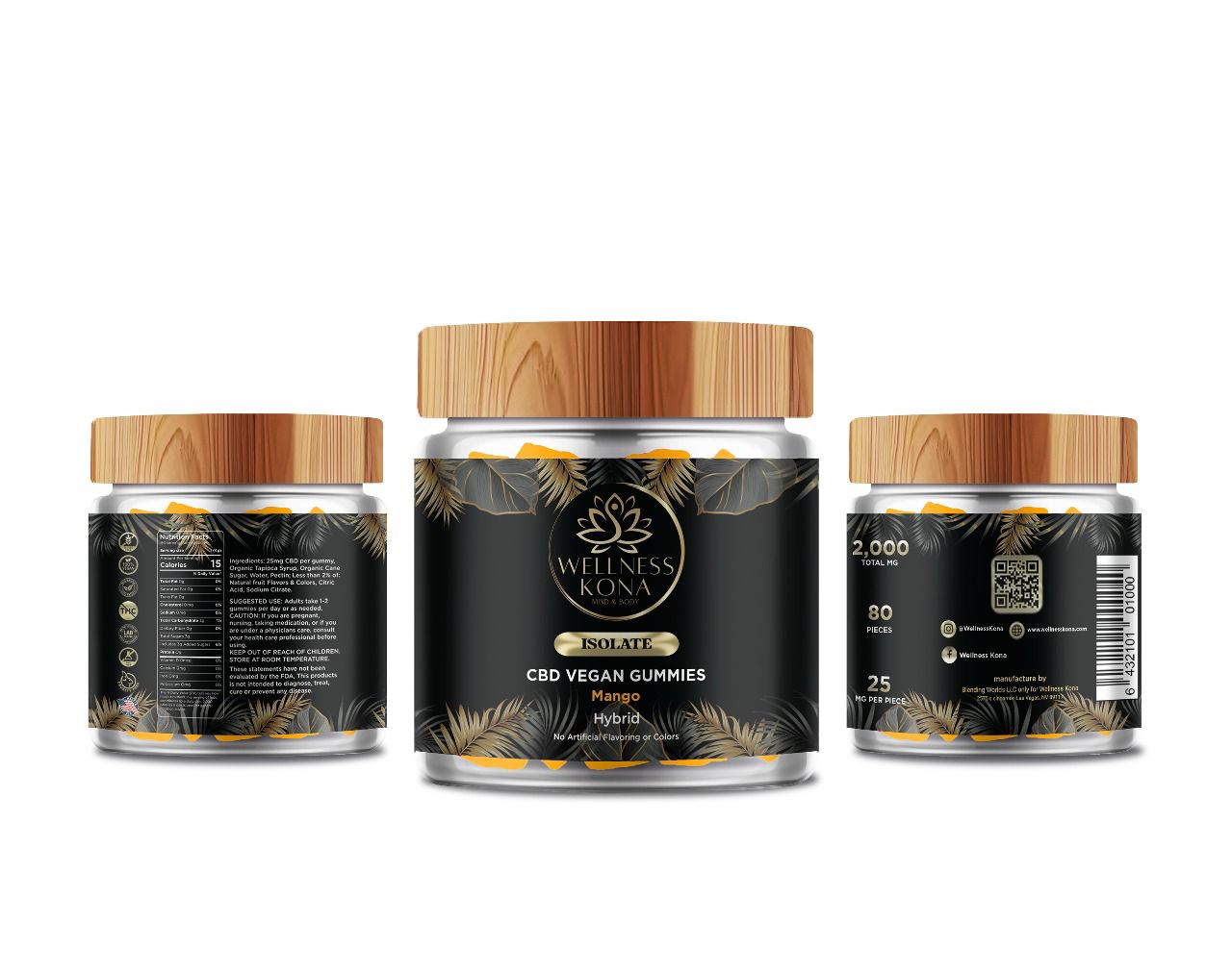 2,000mg Isolate CBD vegan gummies Mango 450ml - Image 2