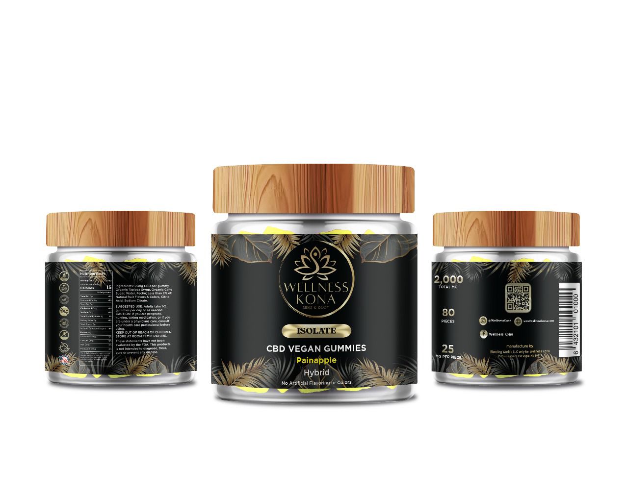 2,000mg Isolate CBD vegan gummies Pineapple 450ml - Image 4