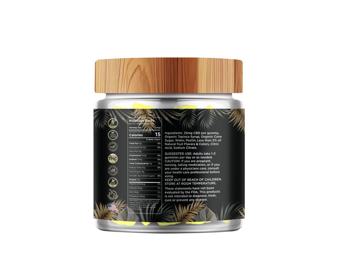 2,000mg Isolate CBD vegan gummies Pineapple 450ml - Image 2