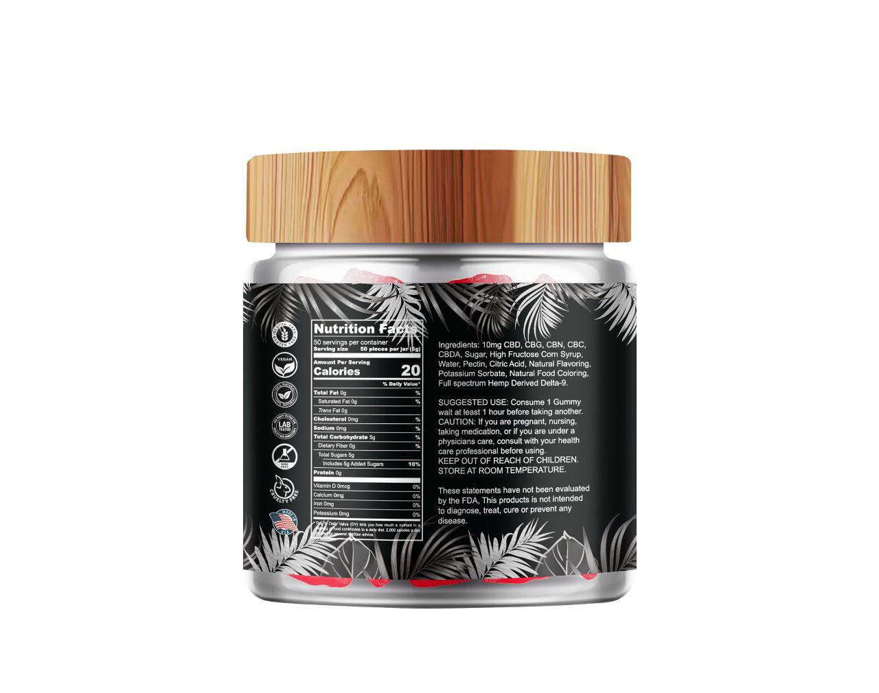 500mg Full Spectrum CBD vegan gummies Watermelon 450ml - Image 2